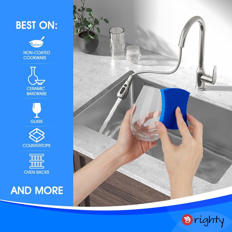 اورايتي إسفنجة فرك السليلوز المقاومة للخدش من أوريتي، 24 قطعة، إسفنجة مطبخ للمطبخ والحمام والمنزل، إسفنجة مزدوجة الجانب للأطباق، إسفنجة مضادة للخدش آمنة على أواني الطبخ غير اللاصقة والسيارة والمزيد - Image 2